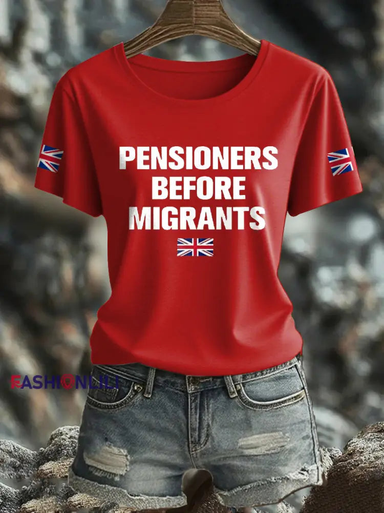 Women’s UK Flag Immigration Printed T Shirt Red / S