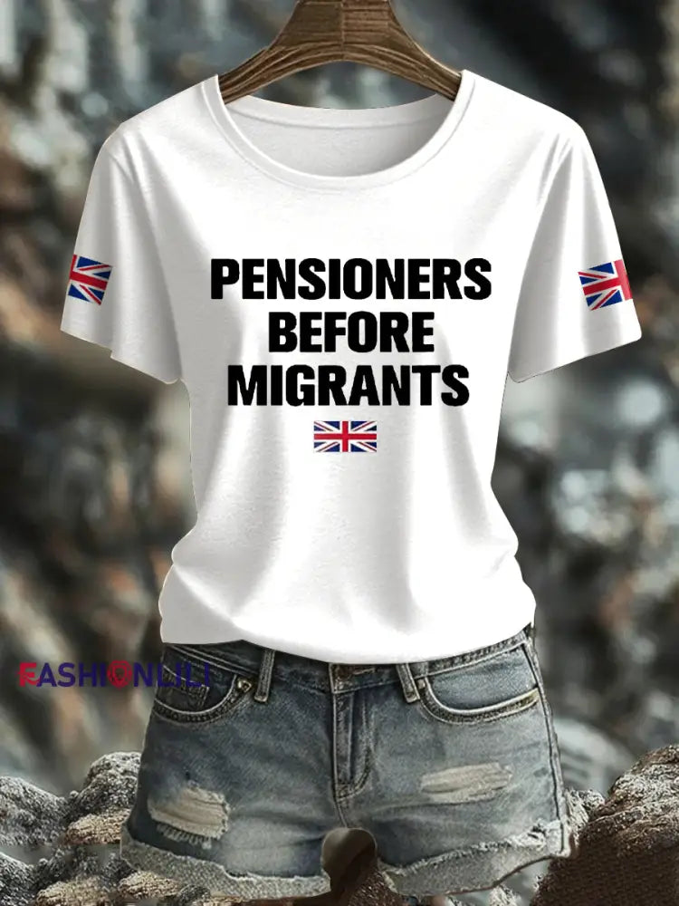 Women’s UK Flag Immigration Printed T Shirt White / S