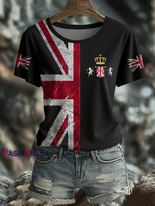 Women’s UK Flag Pride Printed T-Shirt Black / S