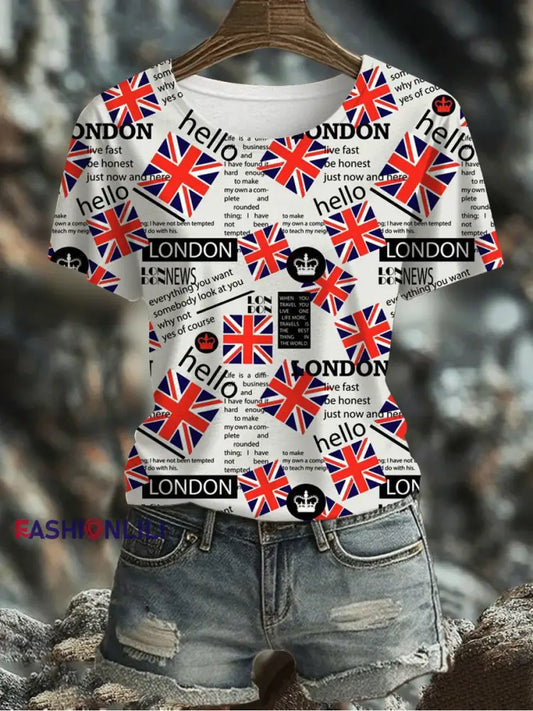 Women’s UK Flag Printed T-shirt As picture / S