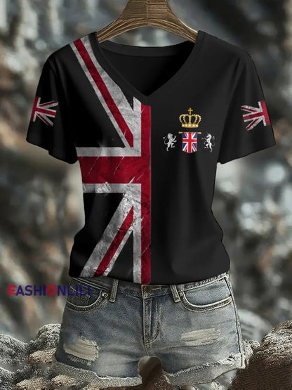 Women’s UK Flag Printed T-shirt Black / S