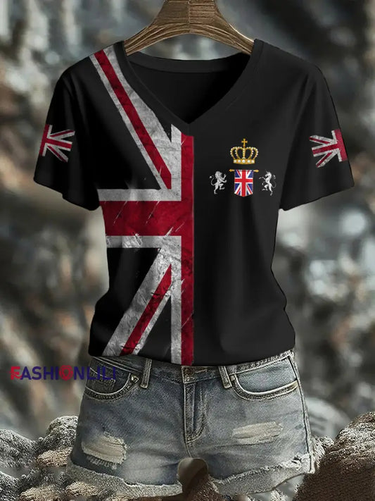 Women’s UK Flag Printed T-shirt Black / S