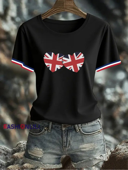 Women’s UK Flag Printed T-shirt Black / S