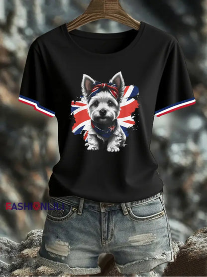 Women’s UK Flag Printed T-shirt Black / S
