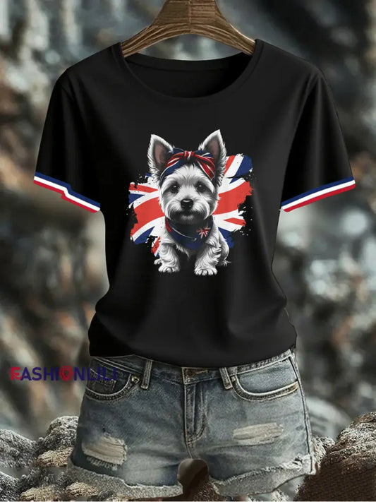 Women’s UK Flag Printed T-shirt Black / S