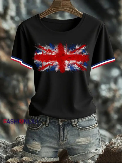 Women’s UK Flag Printed T-shirt Black / S
