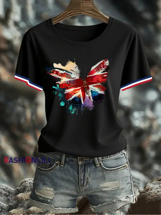 Women’s UK Flag Printed T-shirt Black / S