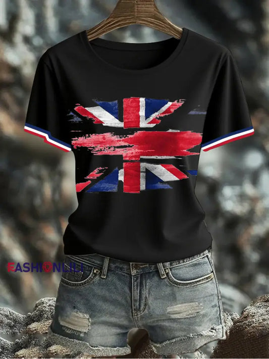 Women’s UK Flag Printed T-shirt Black / S
