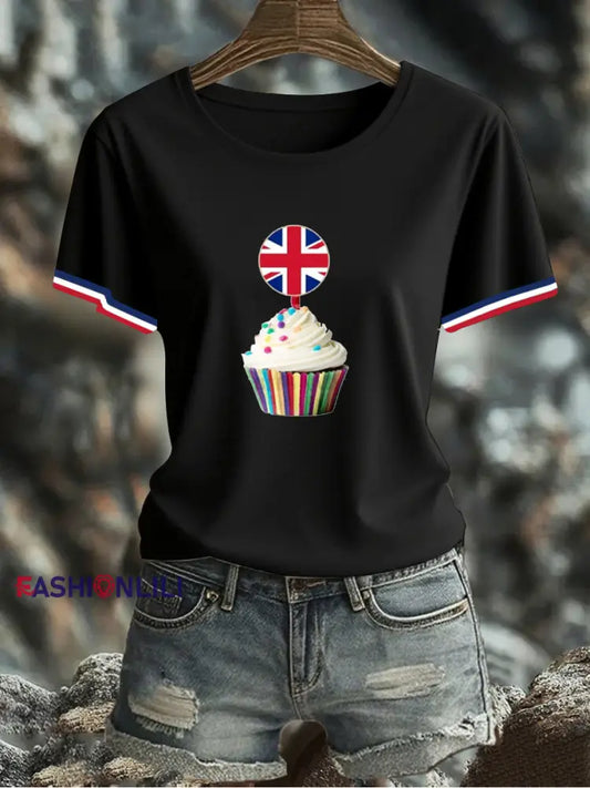 Women’s UK Flag Printed T-shirt Black / S