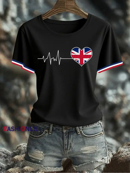 Women’s UK Flag Printed T-shirt Black / S
