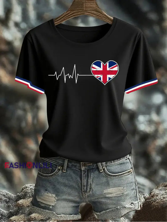 Women’s UK Flag Printed T-shirt Black / S