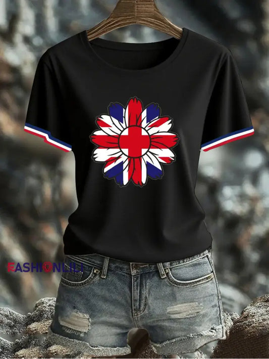 Women’s UK Flag Printed T-shirt Black / S
