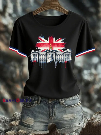 Women’s UK Flag Printed T-shirt Black / S