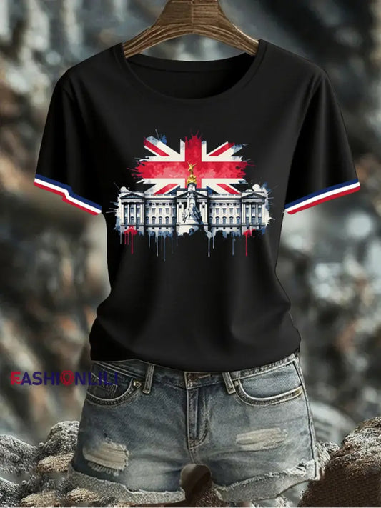 Women’s UK Flag Printed T-shirt Black / S