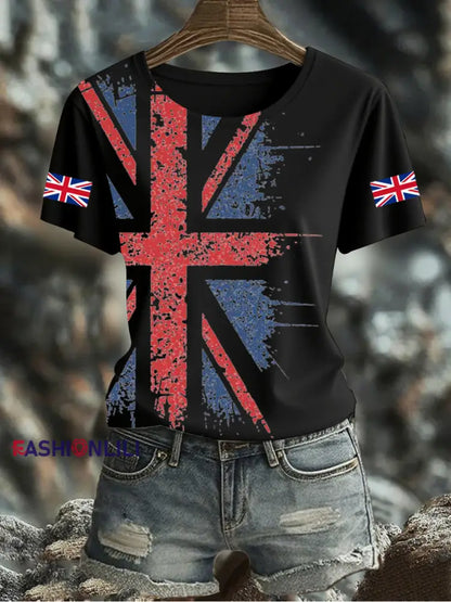 Women’s UK Flag Printed T-shirt Black / S