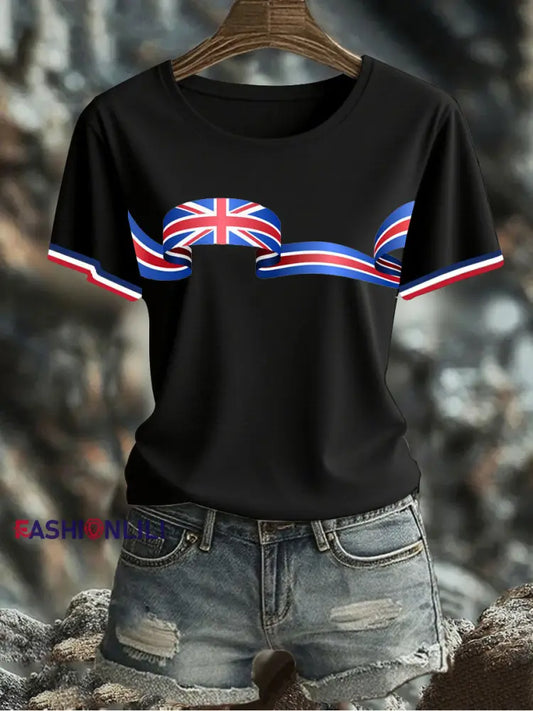 Women’s UK Flag Printed T-shirt Black / S