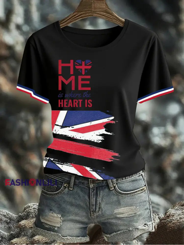 Women’s UK Flag Printed T-shirt Black / S