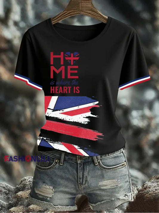 Women’s UK Flag Printed T-shirt Black / S