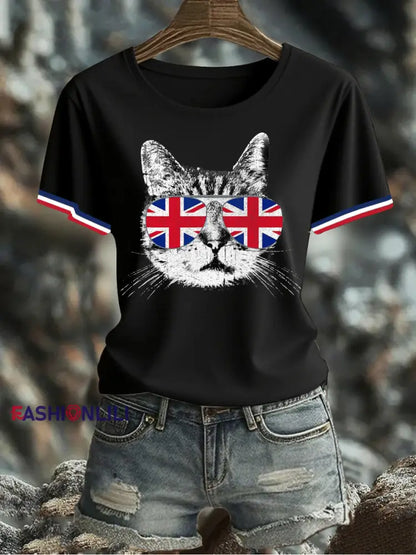 Women’s UK Flag Printed T-shirt Black / S