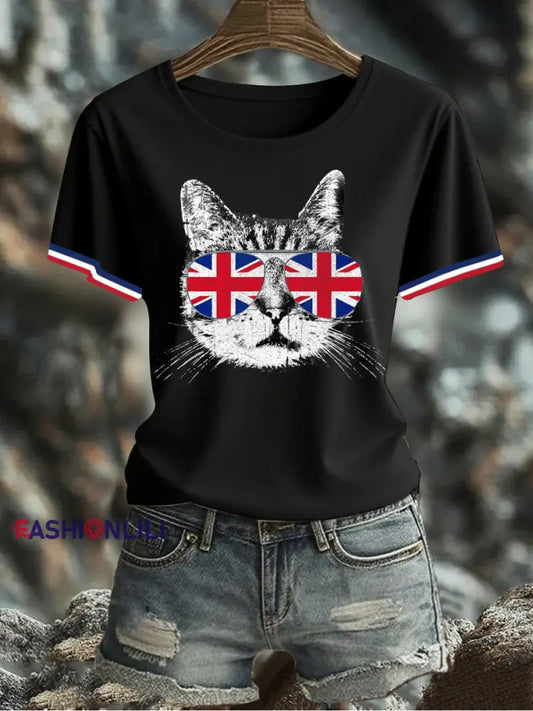 Women’s UK Flag Printed T-shirt Black / S