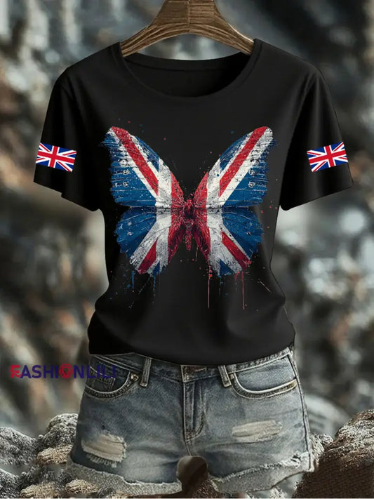 Women’s UK Flag Printed T shirt Black / S
