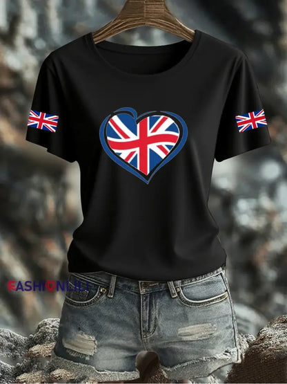 Women’s UK Flag Printed T-shirt Black / S