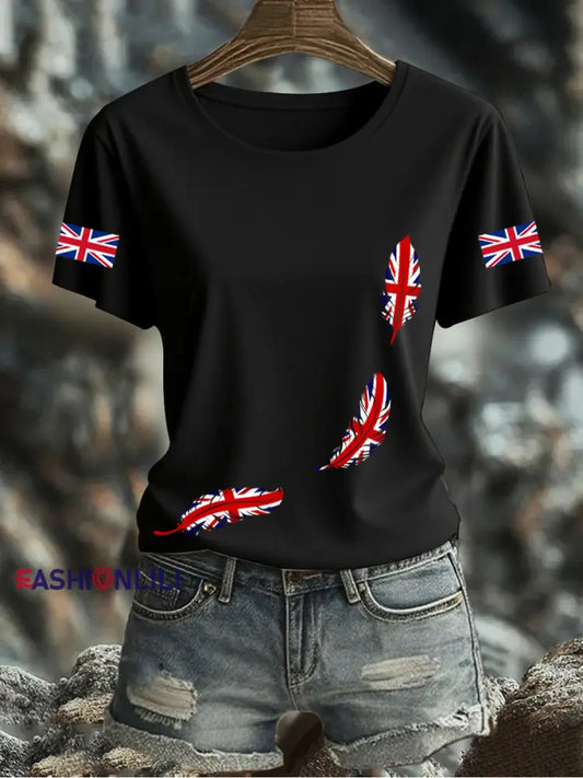 Women’s UK Flag Printed T-shirt Black / S