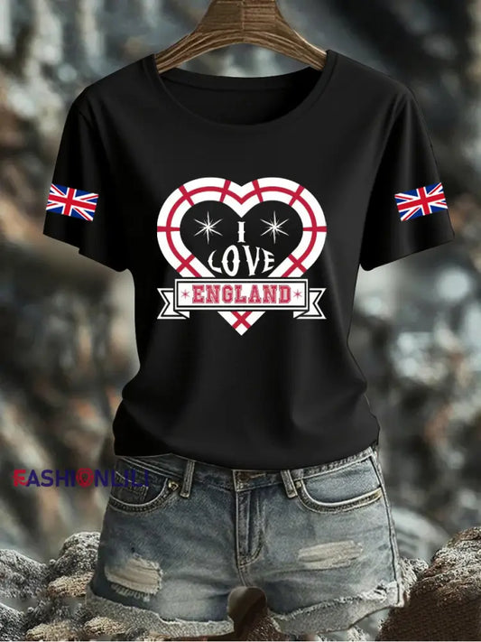 Women’s UK Flag Printed T-shirt Black / S