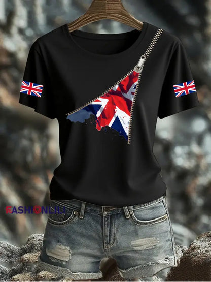 Women’s UK Flag Printed T shirt Black / S