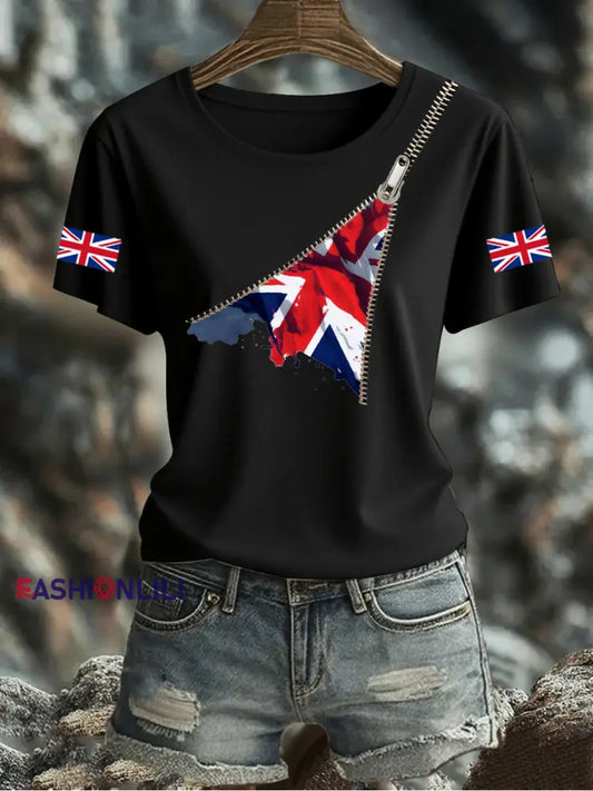 Women’s UK Flag Printed T shirt Black / S