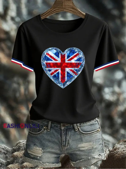 Women’s UK Flag Printed T-shirt Black / S