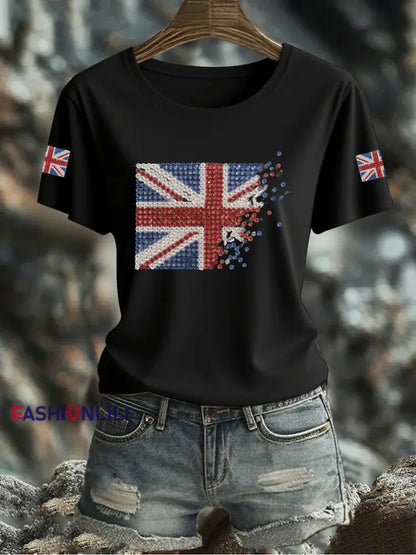 Women’s UK Flag Printed T shirt Black / S
