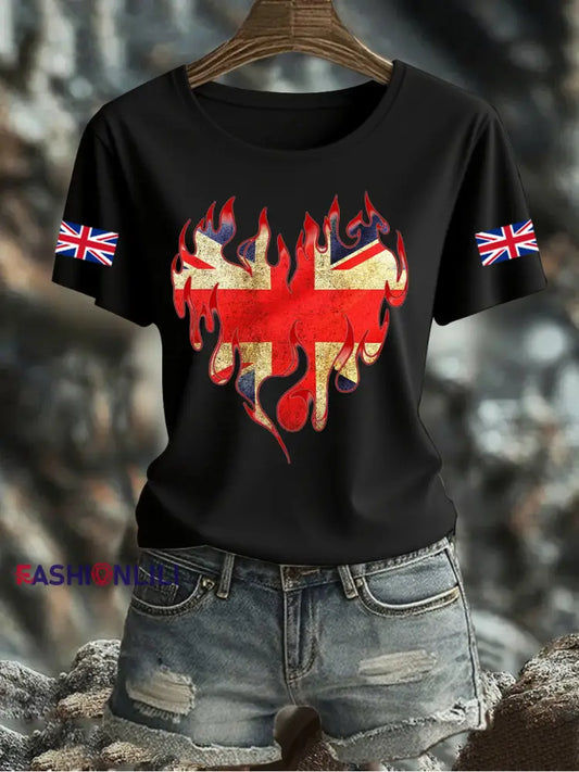 Women’s UK Flag Printed T-shirt Black / S
