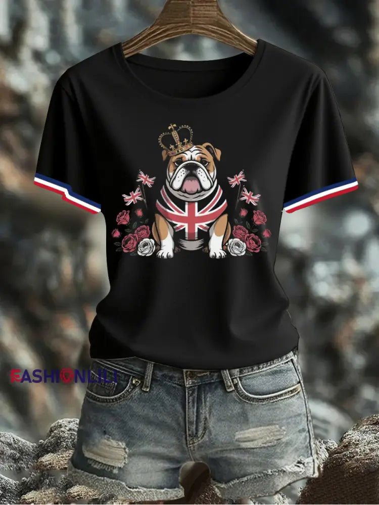 Women’s UK Flag Printed T-shirt Black / S