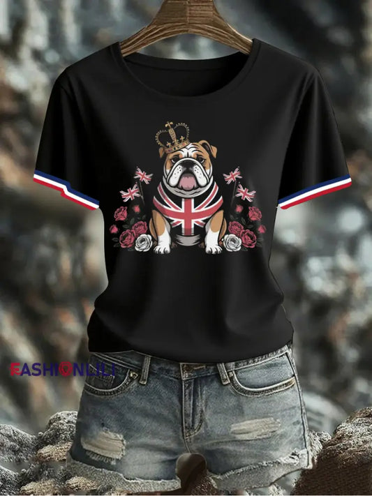 Women’s UK Flag Printed T-shirt Black / S