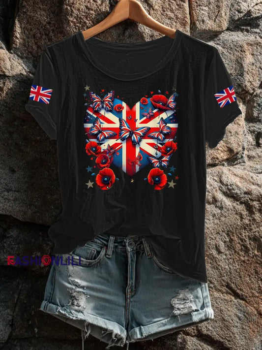 Women’s UK Flag Printed T shirt Black / S