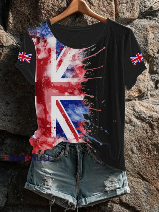 Women’s UK Flag Printed T shirt Black / S