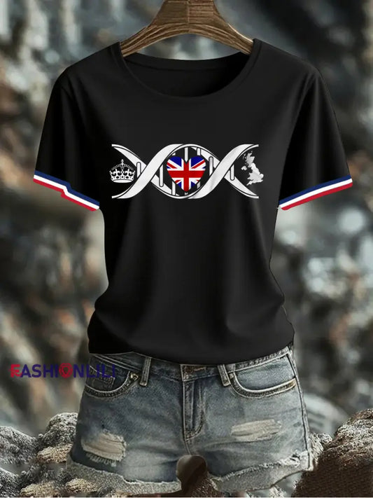 Women’s UK Flag Printed T-shirt Black / S