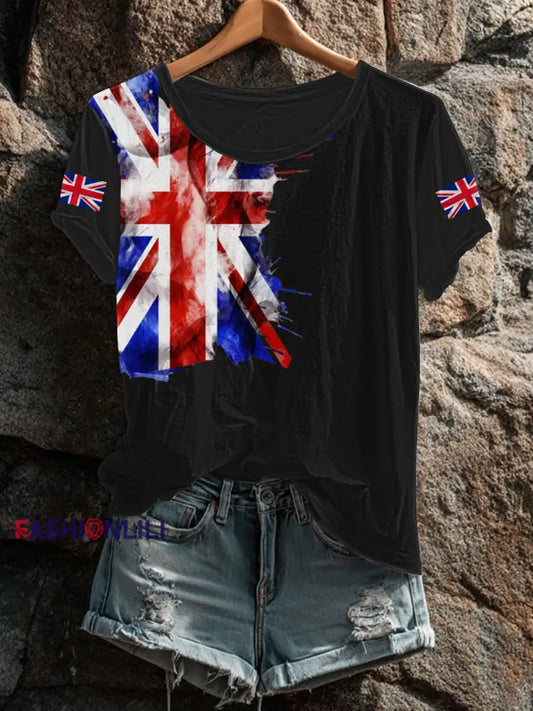 Women’s UK Flag Printed T shirt Black / S