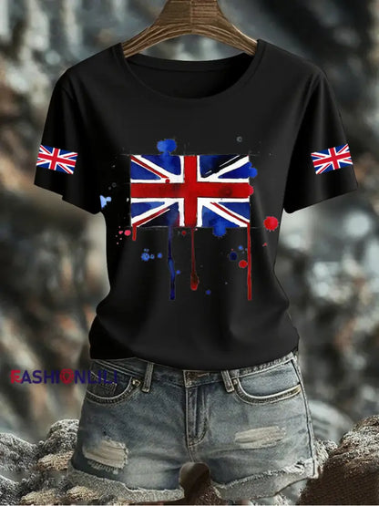 Women’s UK Flag Printed T-shirt Black / S