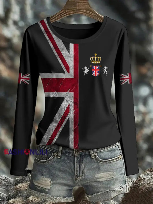 Women’s UK Flag Printed T-shirt Black / S