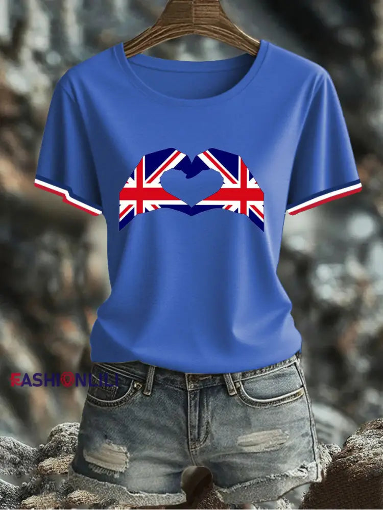 Women’s UK Flag Printed T-shirt Blue / S