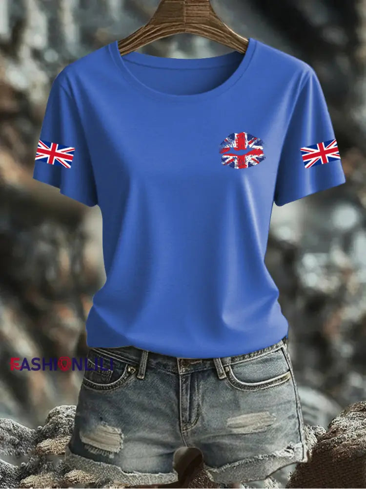 Women’s UK Flag Printed T-shirt Blue / S