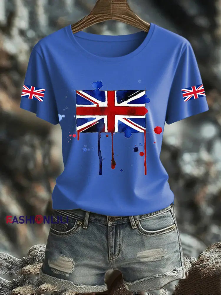 Women’s UK Flag Printed T-shirt Blue / S