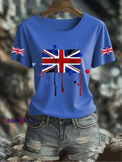 Women’s UK Flag Printed T-shirt Blue / S
