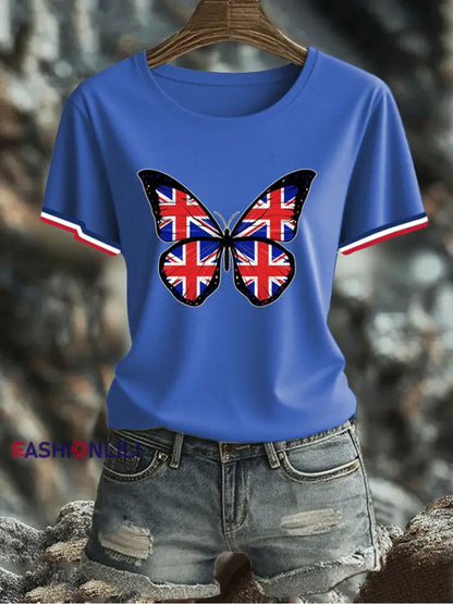 Women’s UK Flag Printed T-shirt Blue / S