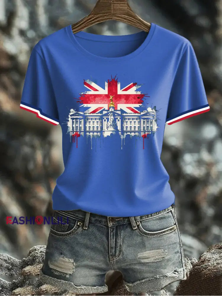 Women’s UK Flag Printed T-shirt Blue / S