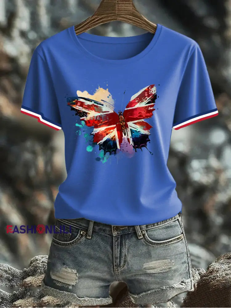 Women’s UK Flag Printed T-shirt Blue / S