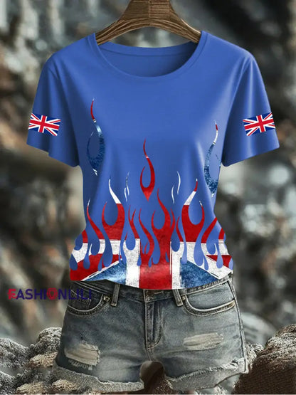 Women’s UK Flag Printed T-shirt Blue / S