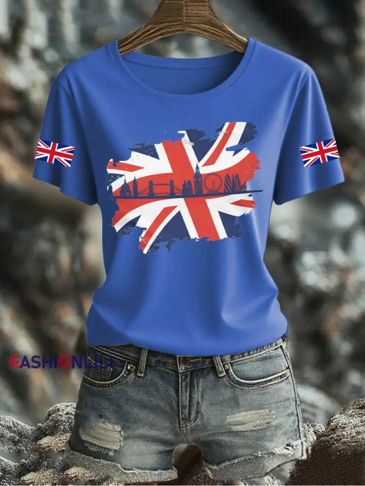 Women’s UK Flag Printed T-shirt Blue / S